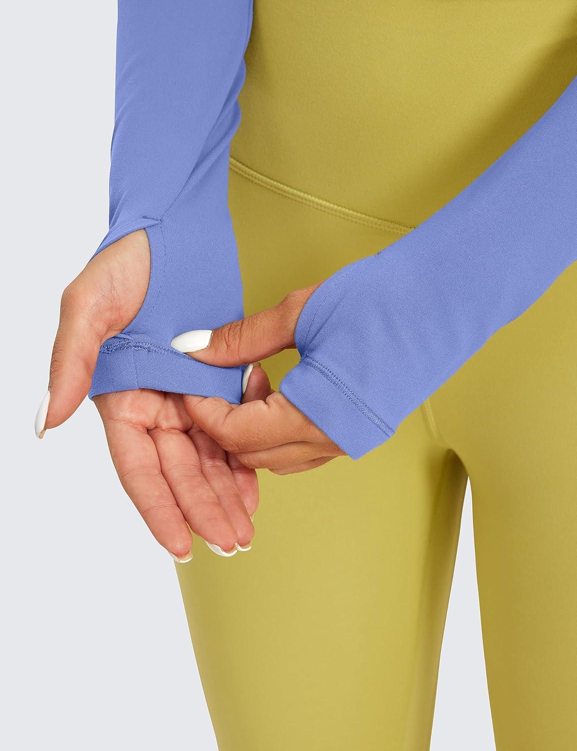 imageCRZ YOGA Butterluxe Long Sleeve Crop Tops for Women Slim Fit Workout Shirts Cropped Athletic Gym TShirtsWild Indigo