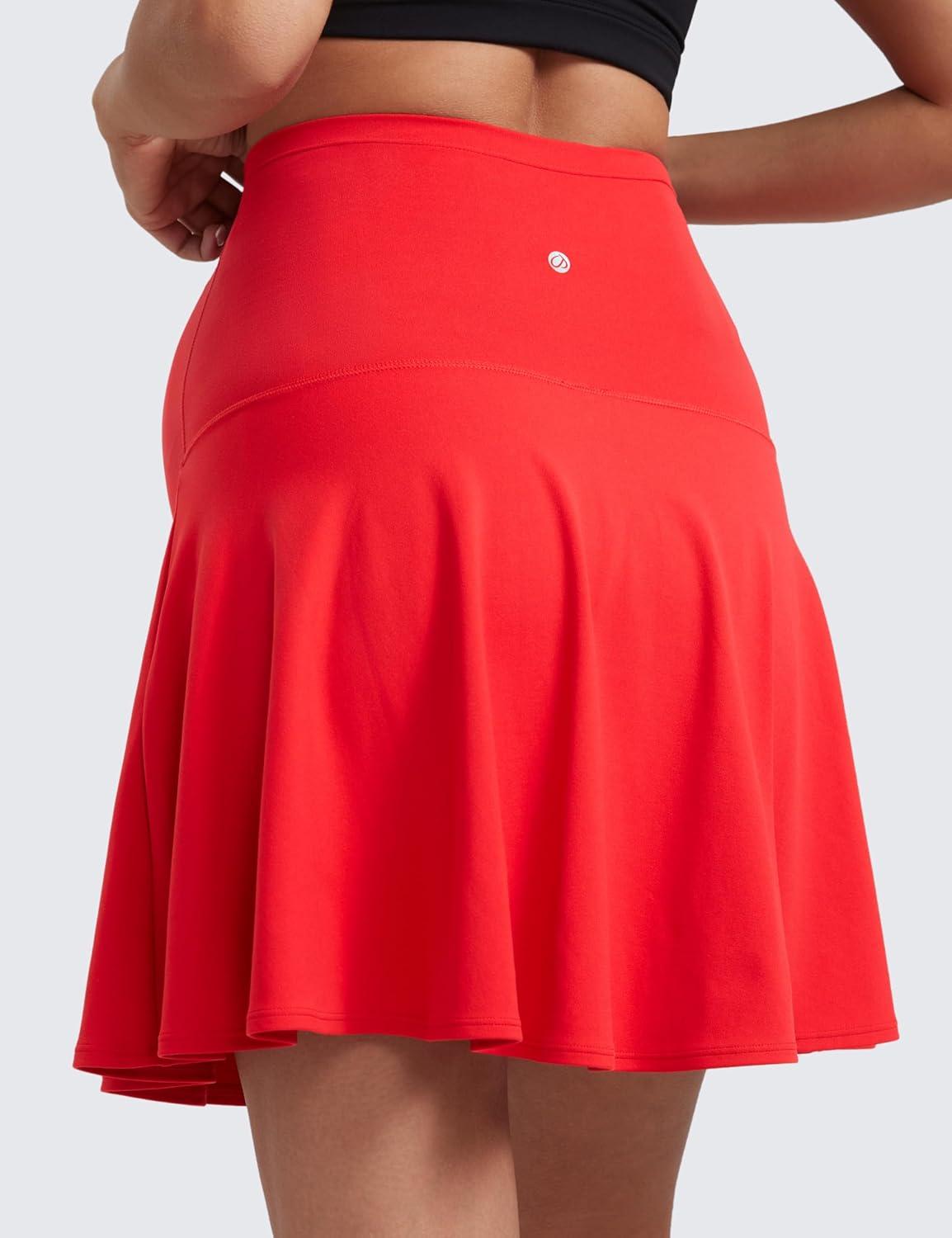 imageCRZ YOGA Butterluxe Maternity Flowy Tennis Skirts High Waisted A Line Golf Athletic Casual Womens Pregnancy with PocketsDeep Red