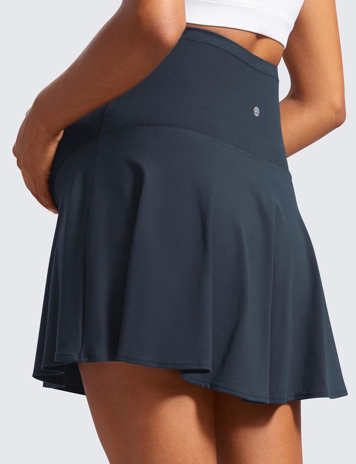 imageCRZ YOGA Butterluxe Maternity Flowy Tennis Skirts High Waisted A Line Golf Athletic Casual Womens Pregnancy with PocketsTrue Navy