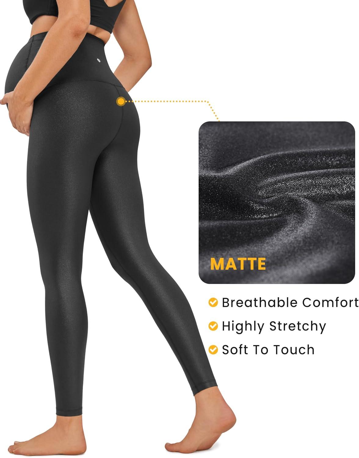 imageCRZ YOGA Butterluxe Maternity Leggings 28quot Over The Belly Workout Activewear Yoga Womens Pregnancy Pants Buttery SoftBlack Classic