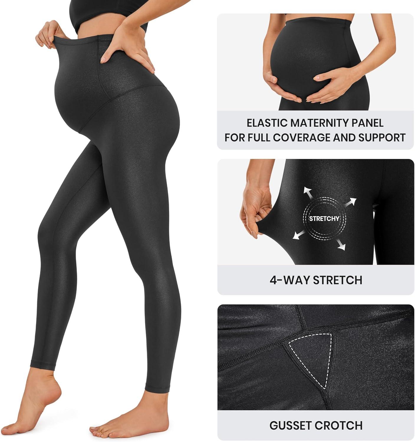 imageCRZ YOGA Butterluxe Maternity Leggings 28quot Over The Belly Workout Activewear Yoga Womens Pregnancy Pants Buttery SoftBlack Classic