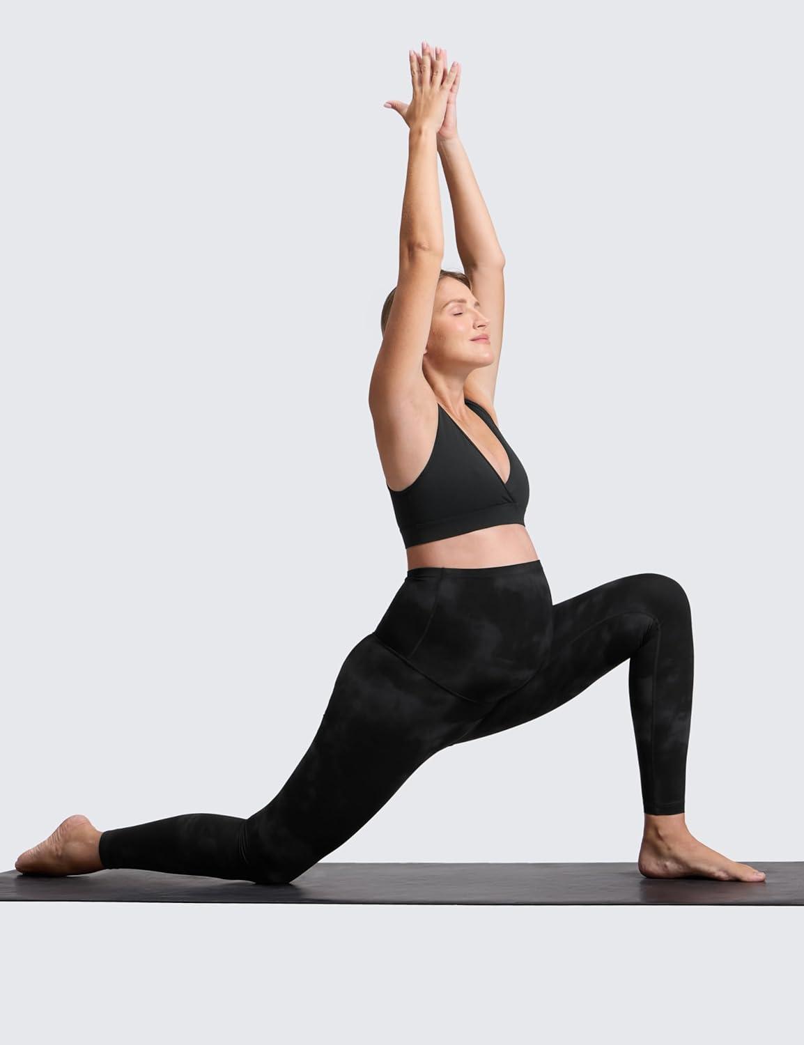 imageCRZ YOGA Butterluxe Maternity Leggings 28quot Over The Belly Workout Activewear Yoga Womens Pregnancy Pants Buttery SoftBlack Tie Dye Flowers