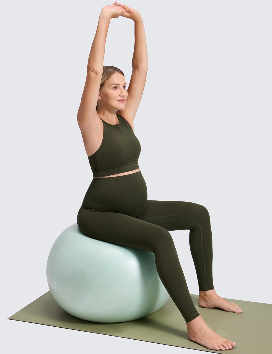 imageCRZ YOGA Butterluxe Maternity Leggings 28quot Over The Belly Workout Activewear Yoga Womens Pregnancy Pants Buttery SoftOlive Green