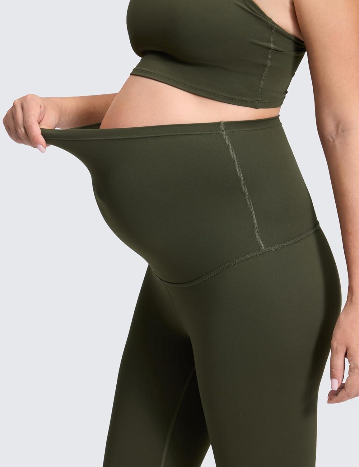 imageCRZ YOGA Butterluxe Maternity Leggings 28quot Over The Belly Workout Activewear Yoga Womens Pregnancy Pants Buttery SoftOlive Green