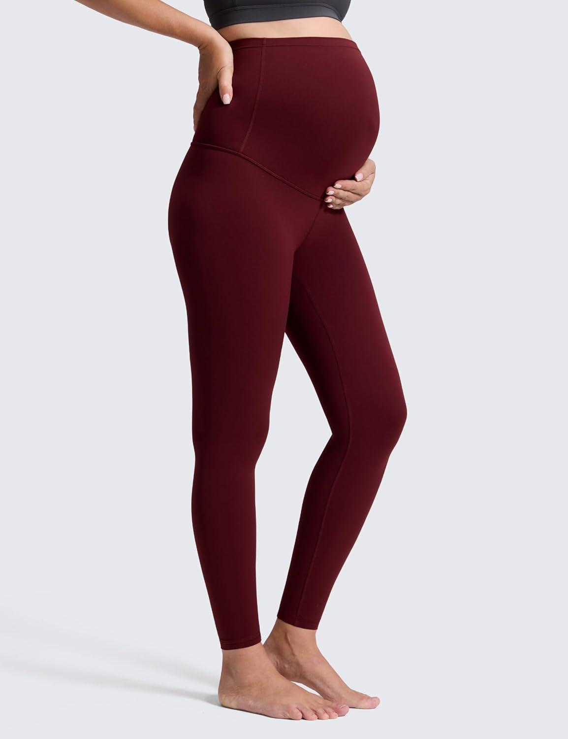 imageCRZ YOGA Butterluxe Maternity Leggings 28quot Over The Belly Workout Activewear Yoga Womens Pregnancy Pants Buttery SoftRed Merlot