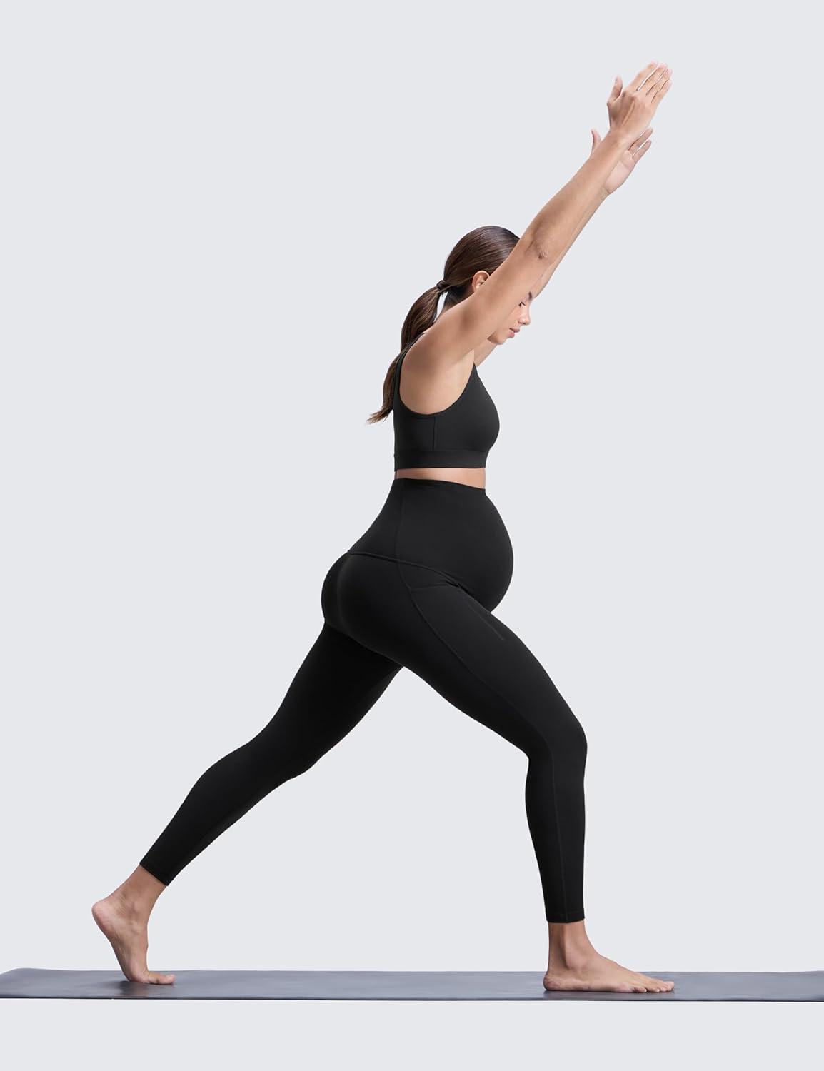 imageCRZ YOGA Butterluxe Maternity Leggings Pockets 25quot Soft Workout Active Yoga Pregnancy Womens Pants Over The BellyBlack