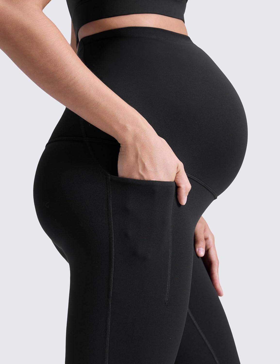 imageCRZ YOGA Butterluxe Maternity Leggings Pockets 25quot Soft Workout Active Yoga Pregnancy Womens Pants Over The BellyBlack