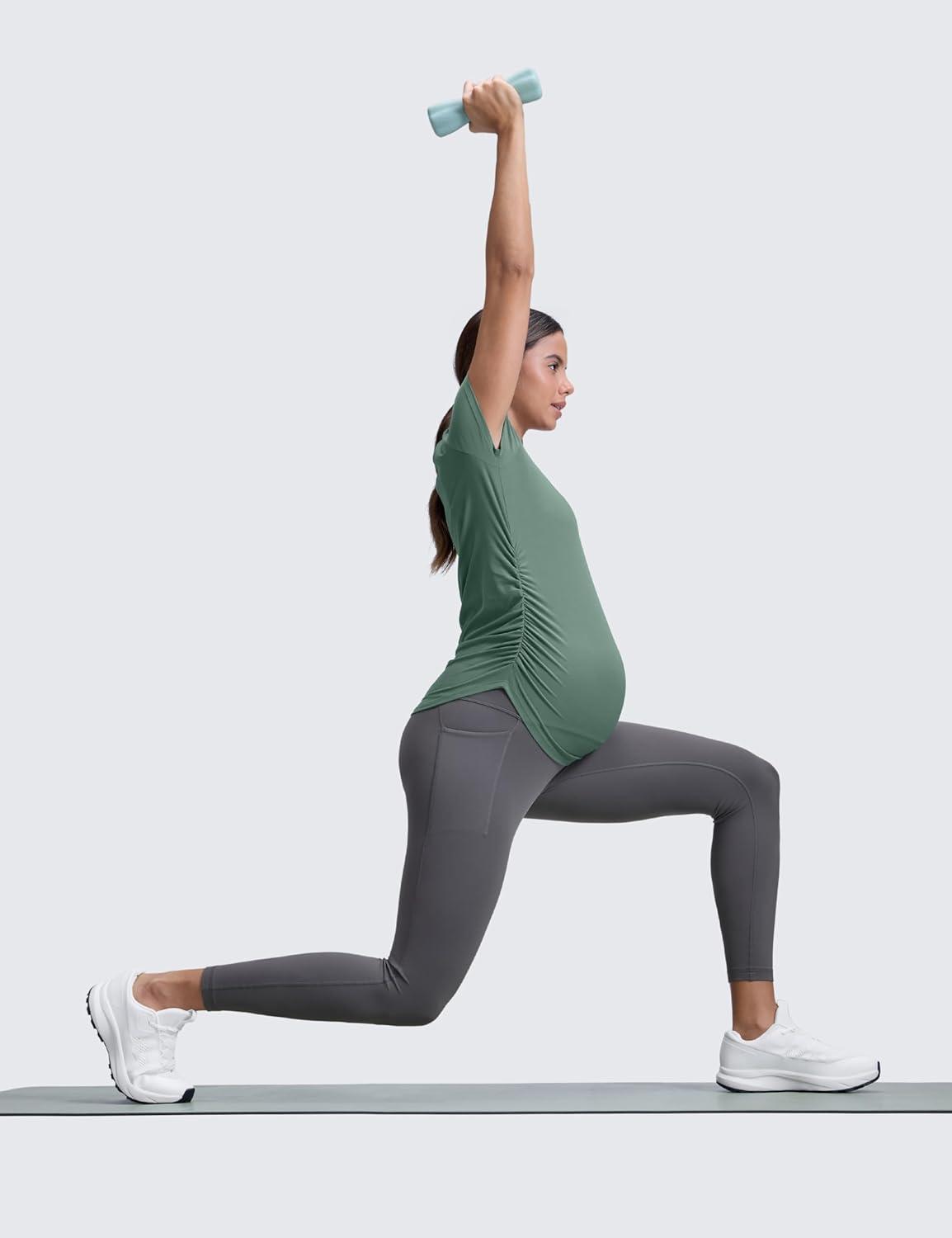 imageCRZ YOGA Butterluxe Maternity Leggings Pockets 25quot Soft Workout Active Yoga Pregnancy Womens Pants Over The BellyDark Carbon