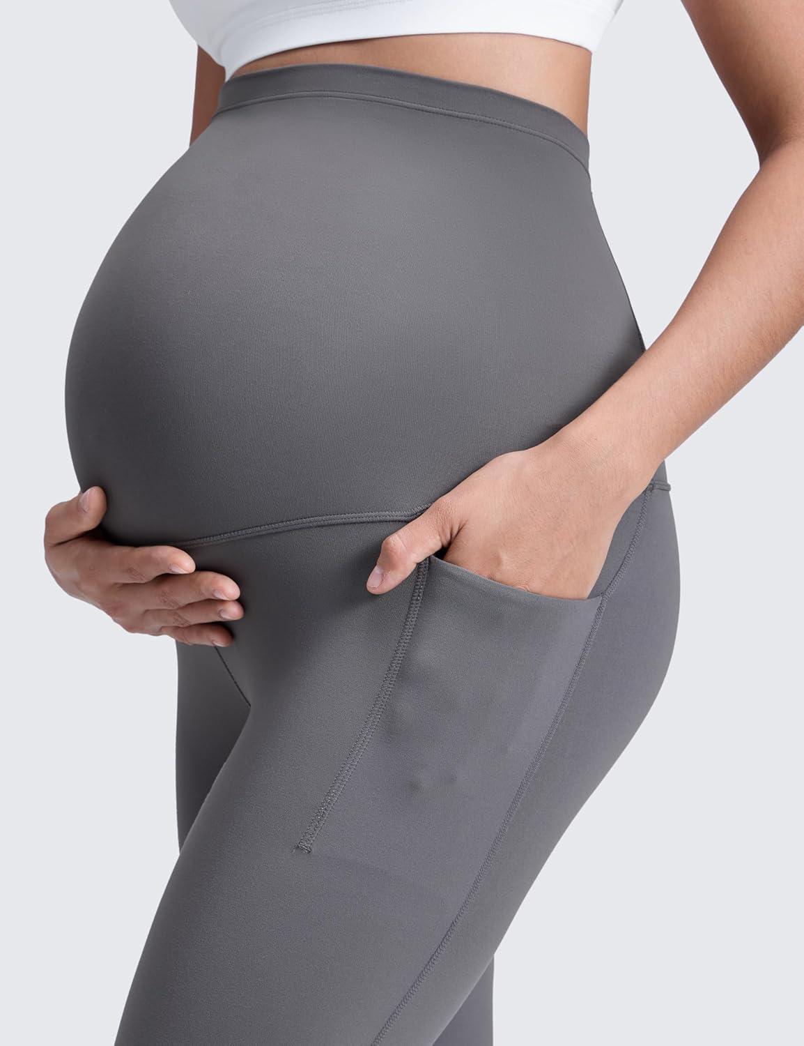 imageCRZ YOGA Butterluxe Maternity Leggings Pockets 25quot Soft Workout Active Yoga Pregnancy Womens Pants Over The BellyDark Carbon