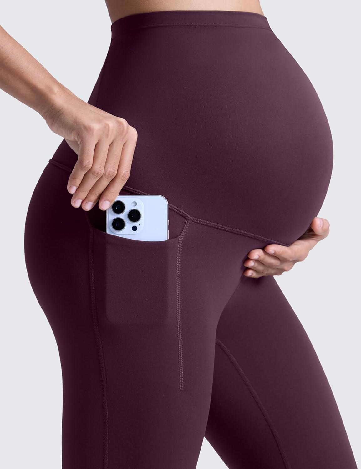 imageCRZ YOGA Butterluxe Maternity Leggings Pockets 25quot Soft Workout Active Yoga Pregnancy Womens Pants Over The BellyDeep Purple