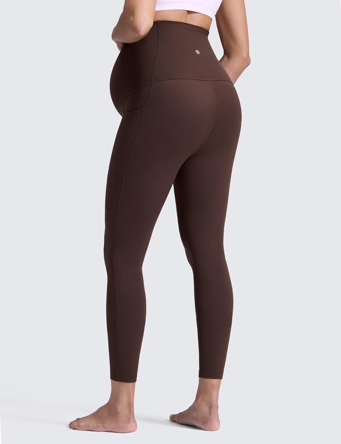 imageCRZ YOGA Butterluxe Maternity Leggings Pockets 25quot Soft Workout Active Yoga Pregnancy Womens Pants Over The BellyHot Fudge Brown