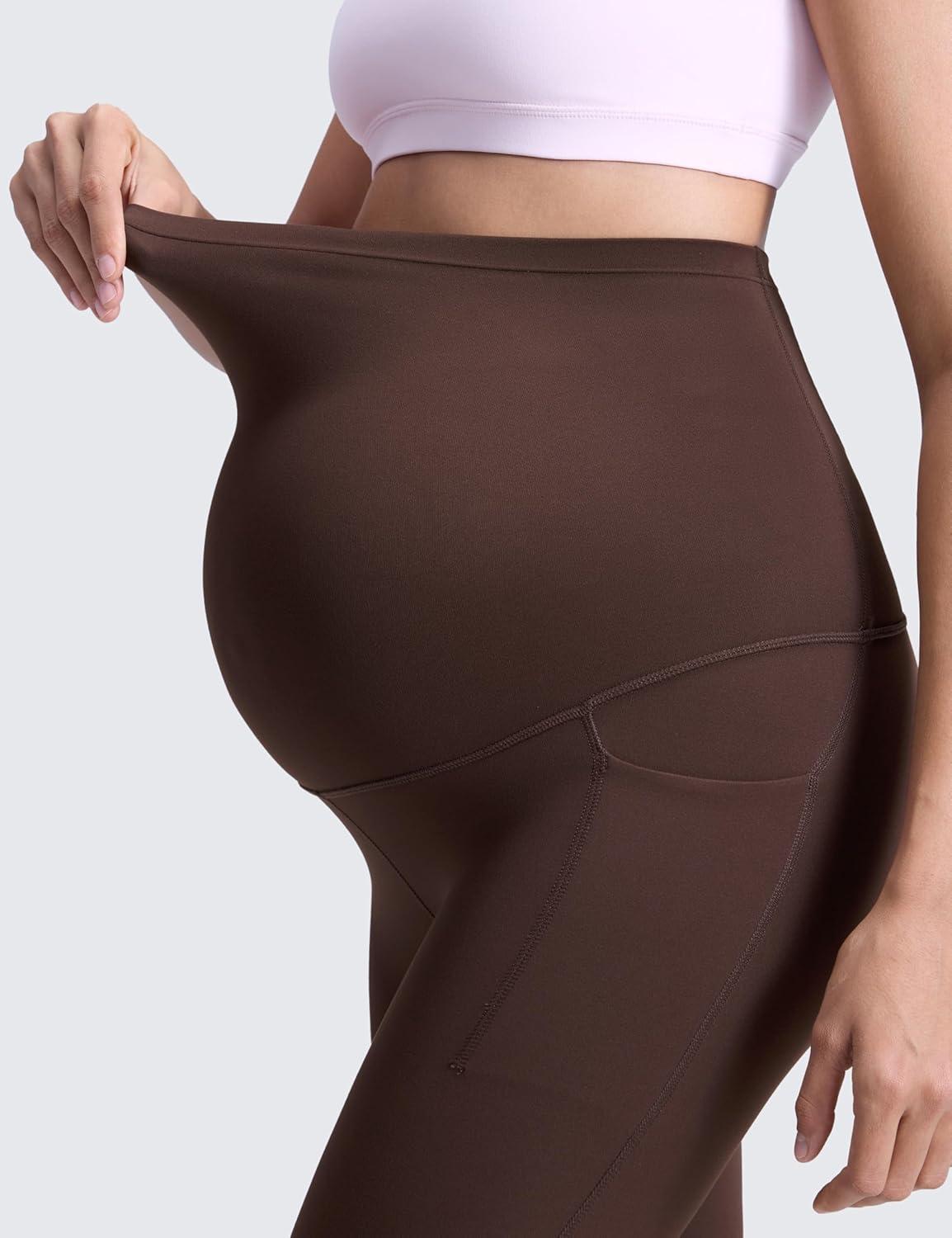 imageCRZ YOGA Butterluxe Maternity Leggings Pockets 25quot Soft Workout Active Yoga Pregnancy Womens Pants Over The BellyHot Fudge Brown