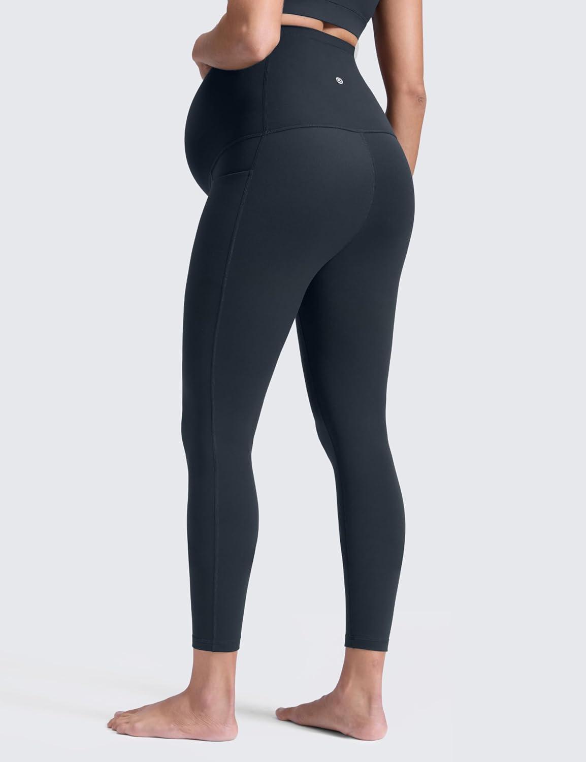 imageCRZ YOGA Butterluxe Maternity Leggings Pockets 25quot Soft Workout Active Yoga Pregnancy Womens Pants Over The BellyTrue Navy