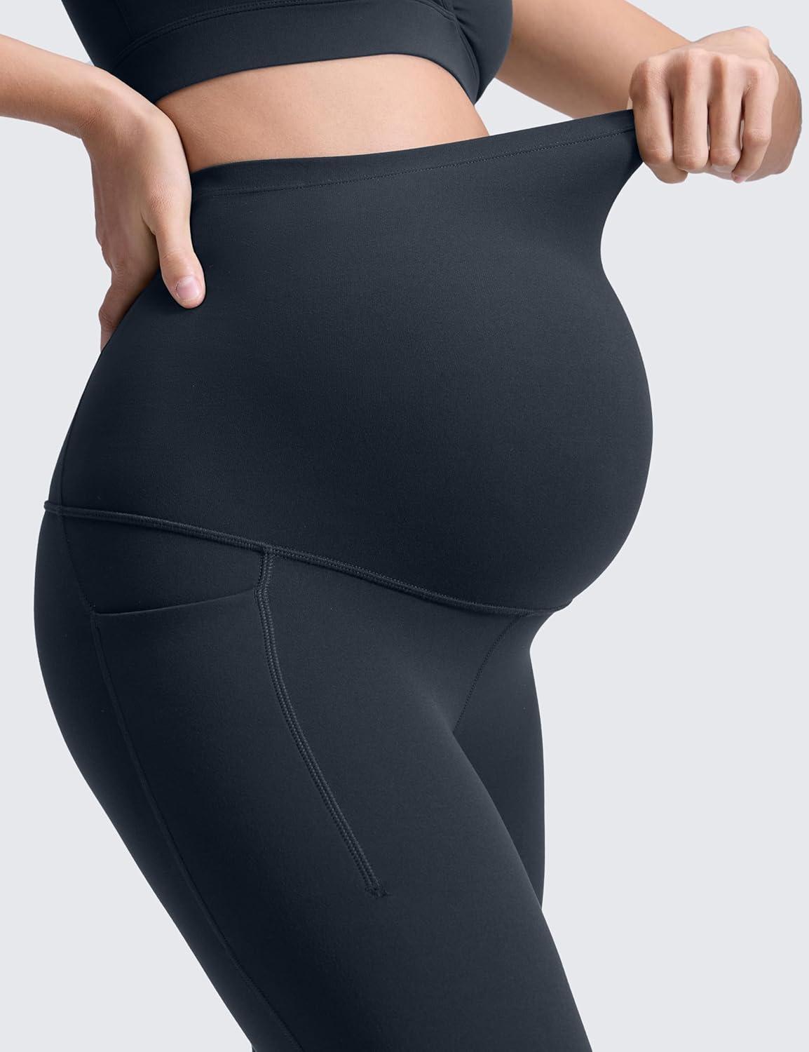 imageCRZ YOGA Butterluxe Maternity Leggings Pockets 25quot Soft Workout Active Yoga Pregnancy Womens Pants Over The BellyTrue Navy