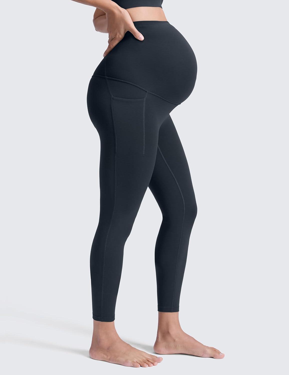 imageCRZ YOGA Butterluxe Maternity Leggings Pockets 25quot Soft Workout Active Yoga Pregnancy Womens Pants Over The BellyTrue Navy