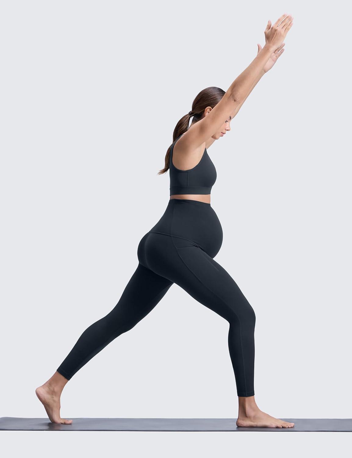 imageCRZ YOGA Butterluxe Maternity Leggings Pockets 25quot Soft Workout Active Yoga Pregnancy Womens Pants Over The BellyTrue Navy