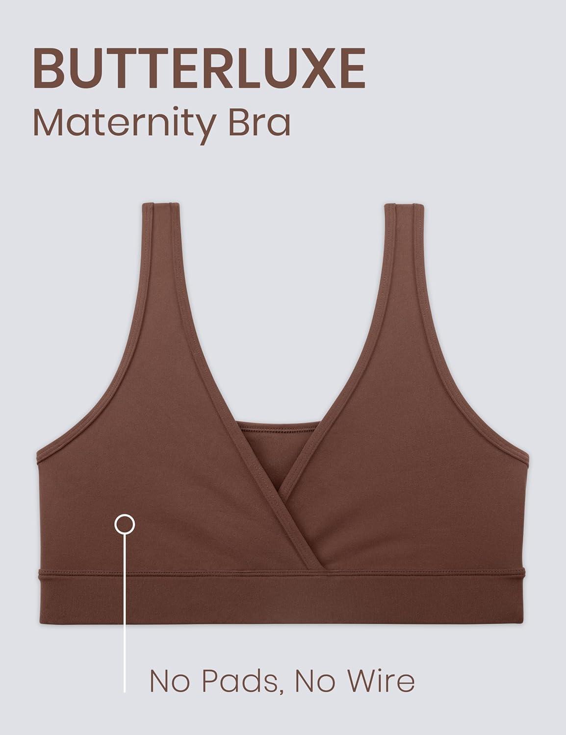 imageCRZ YOGA Butterluxe Maternity V Neck Nursing Bras Wireless Sleep Breastfeeding Lounge Womens Pregnancy Bralette ComfyCoffee Brown