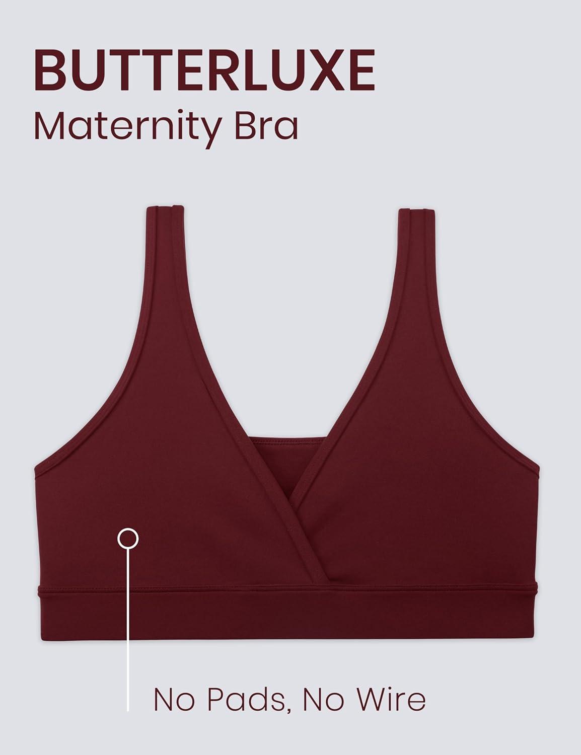 imageCRZ YOGA Butterluxe Maternity V Neck Nursing Bras Wireless Sleep Breastfeeding Lounge Womens Pregnancy Bralette ComfyRed Merlot
