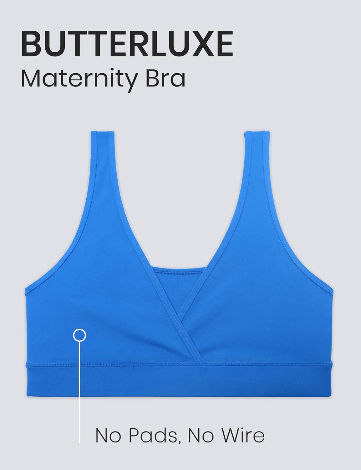 imageCRZ YOGA Butterluxe Maternity V Neck Nursing Bras Wireless Sleep Breastfeeding Lounge Womens Pregnancy Bralette ComfySparkle Blue