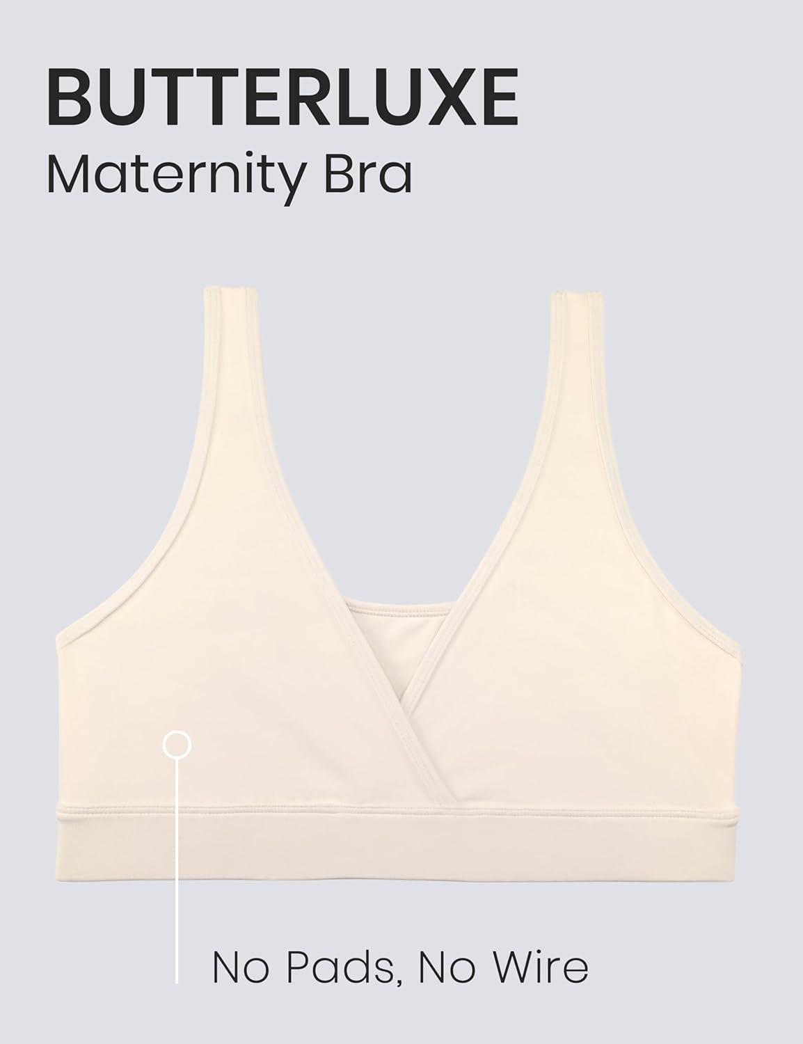 imageCRZ YOGA Butterluxe Maternity V Neck Nursing Bras Wireless Sleep Breastfeeding Lounge Womens Pregnancy Bralette ComfyWhite Apricot