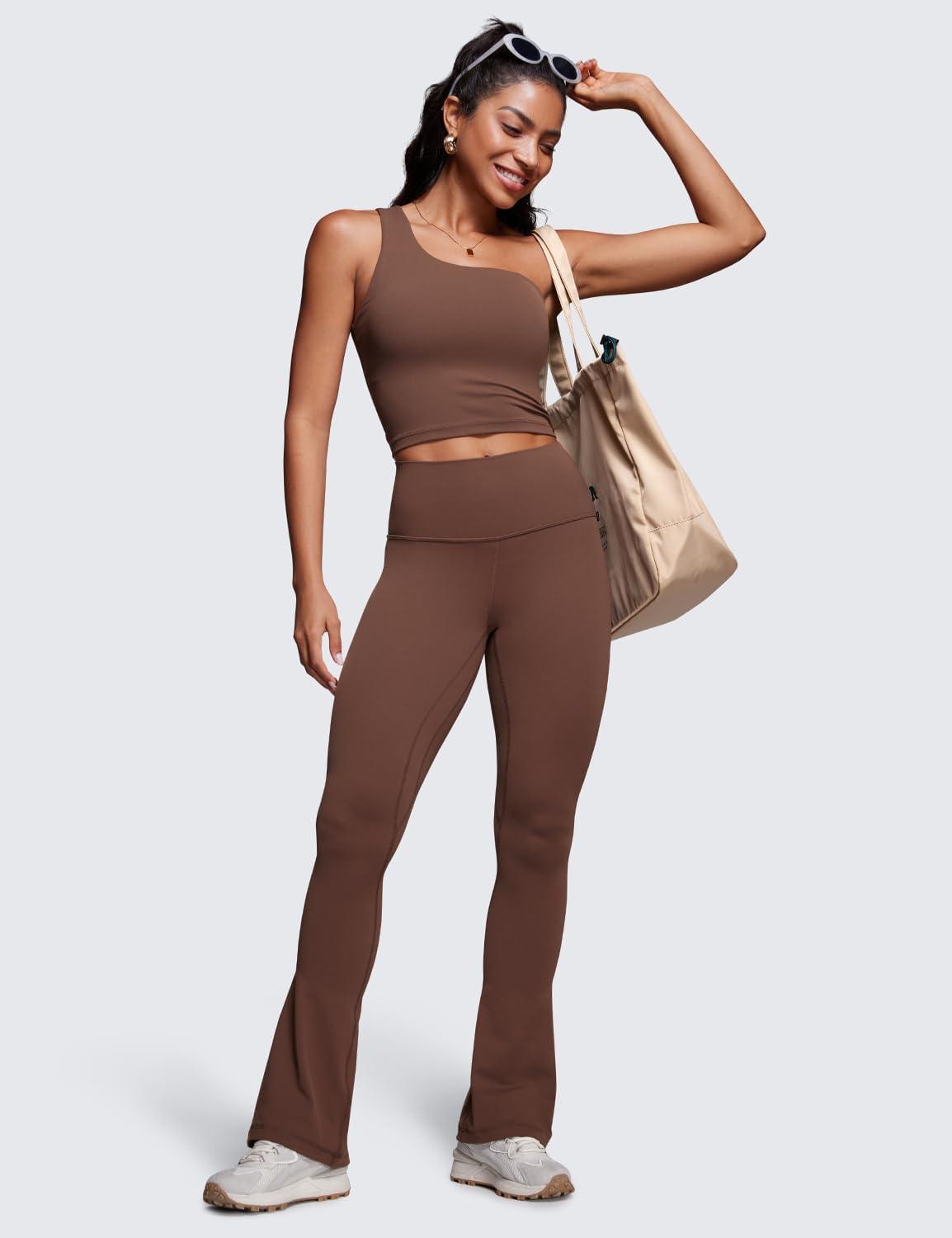 imageCRZ YOGA Butterluxe Mini Flared Leggings 30quot315quot33 High Waist Bootcut Casual Lounge Women Yoga Pants with PocketCoffee Brown