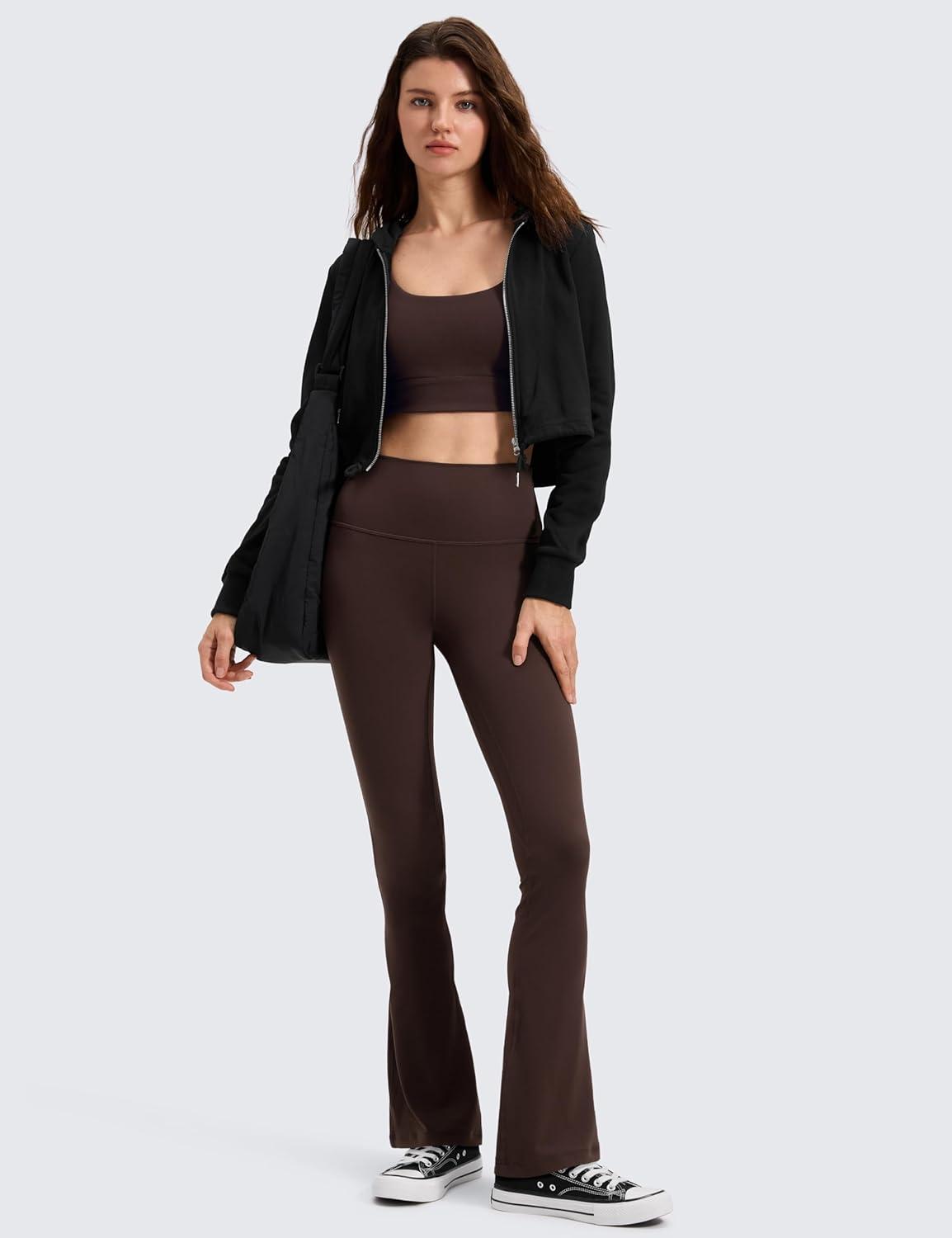 imageCRZ YOGA Butterluxe Mini Flared Leggings 30quot315quot33 High Waist Bootcut Casual Lounge Women Yoga Pants with PocketHot Fudge Brown