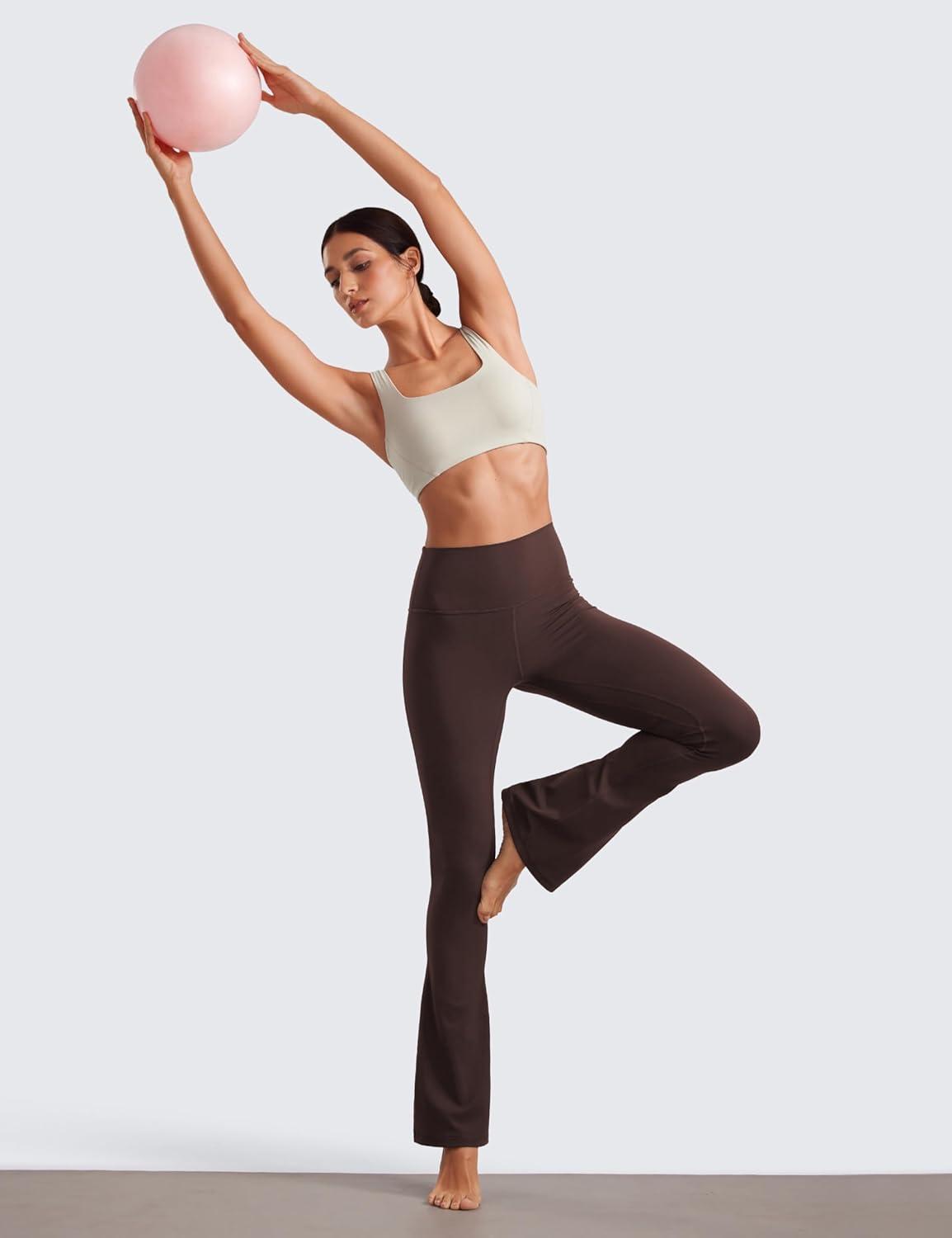 imageCRZ YOGA Butterluxe Mini Flared Leggings 30quot315quot33 High Waist Bootcut Casual Lounge Women Yoga Pants with PocketHot Fudge Brown