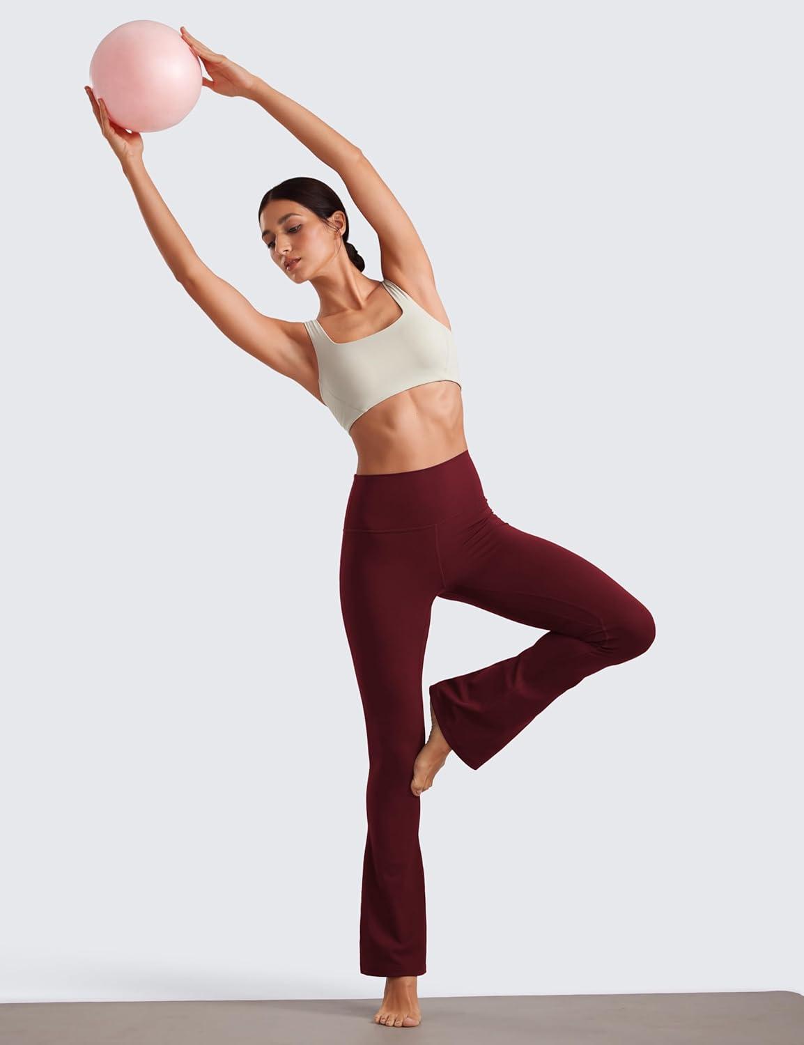 imageCRZ YOGA Butterluxe Mini Flared Leggings 30quot315quot33 High Waist Bootcut Casual Lounge Women Yoga Pants with PocketRed Merlot