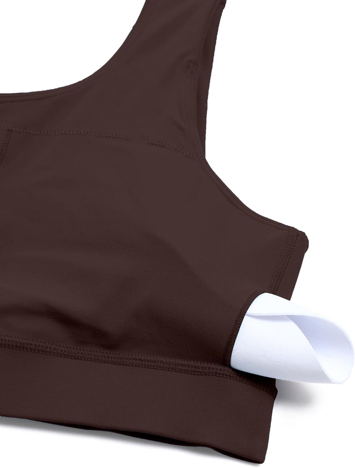 imageCRZ YOGA Butterluxe One Shoulder Sports Bras for Women Sleeveless One Strap Low Impact Asymmetrical Workout Yoga TopsHot Fudge Brown