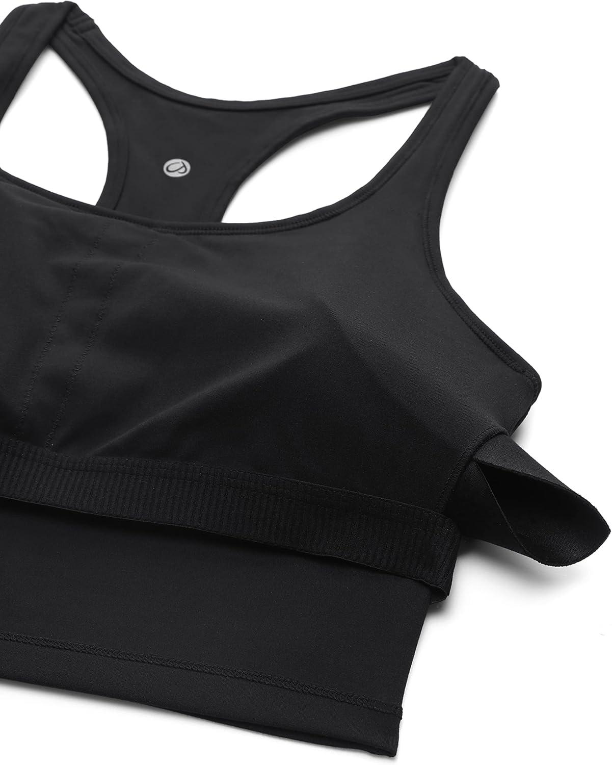 imageCRZ YOGA Butterluxe Racerback Crop Tank Tops for Women Padded YBack Longline Sports Bras Scoop Neck Workout YogaBlack