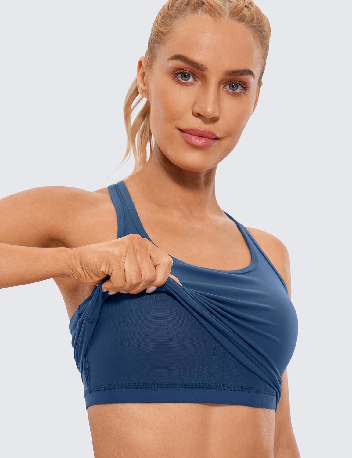 imageCRZ YOGA Butterluxe Racerback Crop Tank Tops for Women Padded YBack Longline Sports Bras Scoop Neck Workout YogaFrench Navy