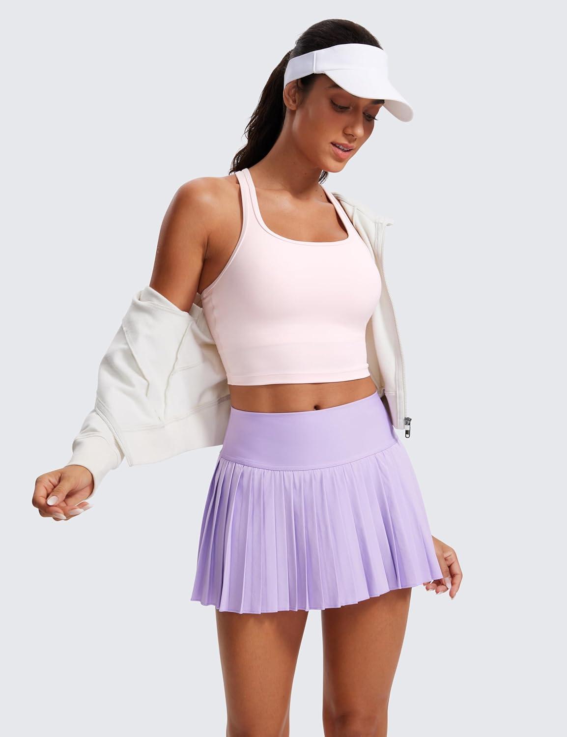 imageCRZ YOGA Butterluxe Racerback Crop Tank Tops for Women Padded YBack Longline Sports Bras Scoop Neck Workout YogaStrawberry Pink