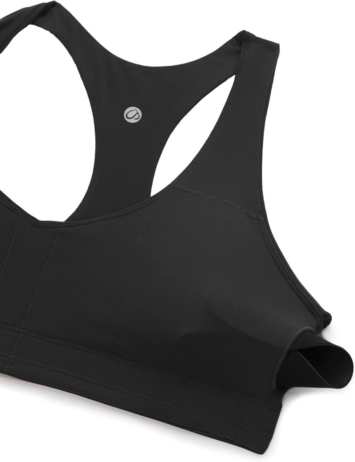 imageCRZ YOGA Butterluxe Racerback Sports Bras for Women V Neck Supportive Padded Wireless Athletic Yoga Crop TopBlack