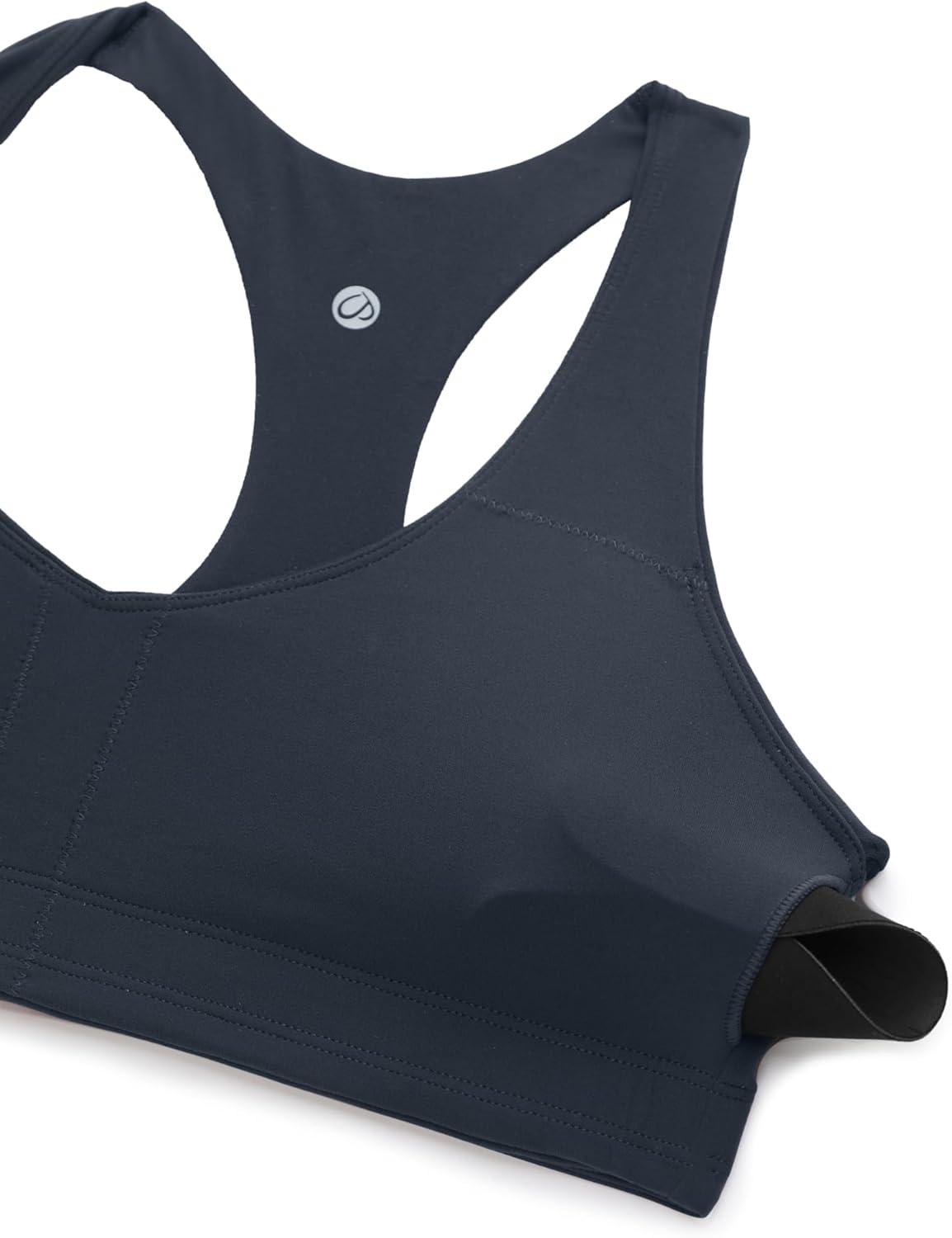 imageCRZ YOGA Butterluxe Racerback Sports Bras for Women V Neck Supportive Padded Wireless Athletic Yoga Crop TopTrue Navy