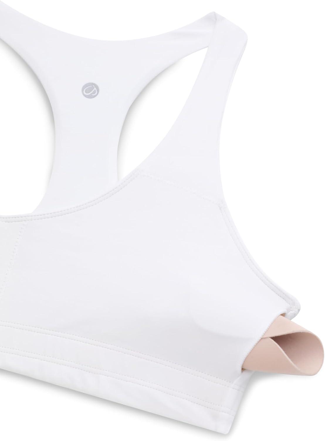 imageCRZ YOGA Butterluxe Racerback Sports Bras for Women V Neck Supportive Padded Wireless Athletic Yoga Crop TopWhite