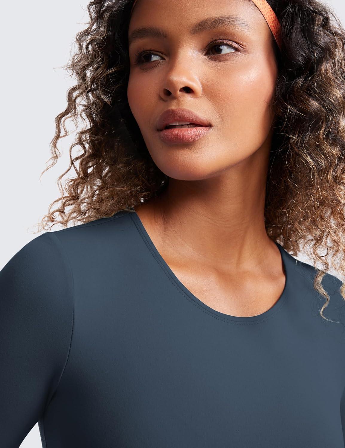 imageCRZ YOGA Butterluxe Scoop Neck Long Sleeve Shirts for Women Workout Athletic Casual Tops Crop Slim Basic Tight ShirtStelindigo