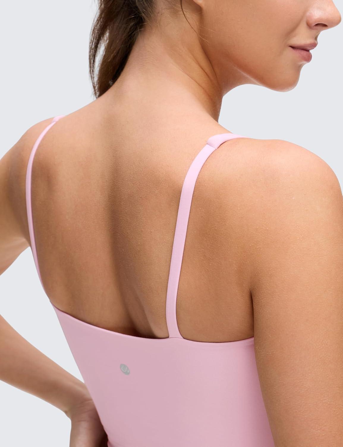 imageCRZ YOGA Butterluxe Soft Double Lined Cami Tank Tops for Women Yoga Casual Going Out Crop Square Neck Sleeveless ShirtsPink Peony