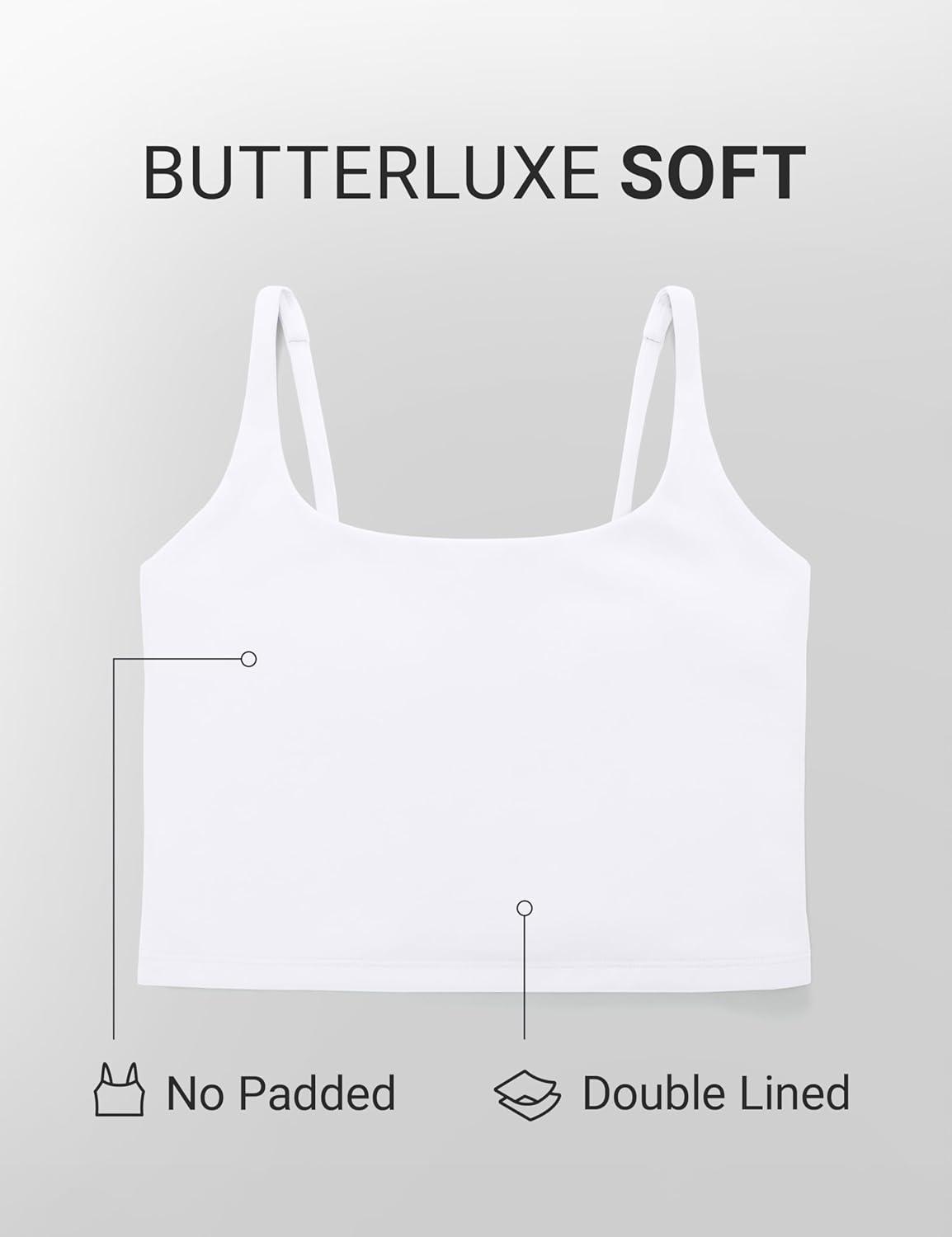 imageCRZ YOGA Butterluxe Soft Double Lined Cami Tank Tops for Women Yoga Casual Going Out Crop Square Neck Sleeveless ShirtsWhite