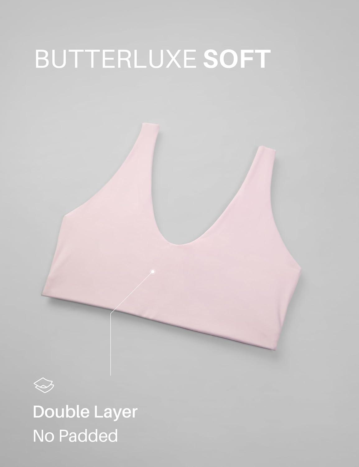 imageCRZ YOGA Butterluxe Soft Double Lined Sports Bras for Women Scoop Neck Adjustable Straps Yoga Crop Top Non PaddedStrawberry Pink