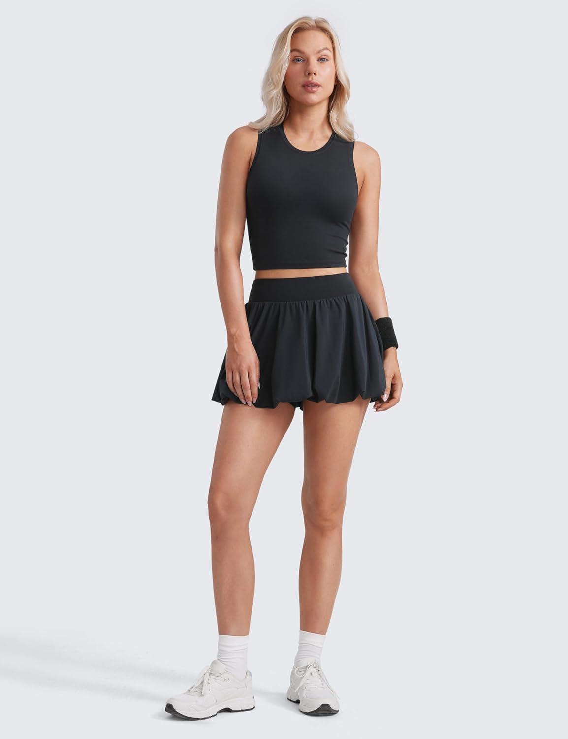 imageCRZ YOGA Butterluxe Soft Double Lined Tank Tops for Women Yoga Workout Casual Going Out High Neck Basic Sleeveless ShirtBlack