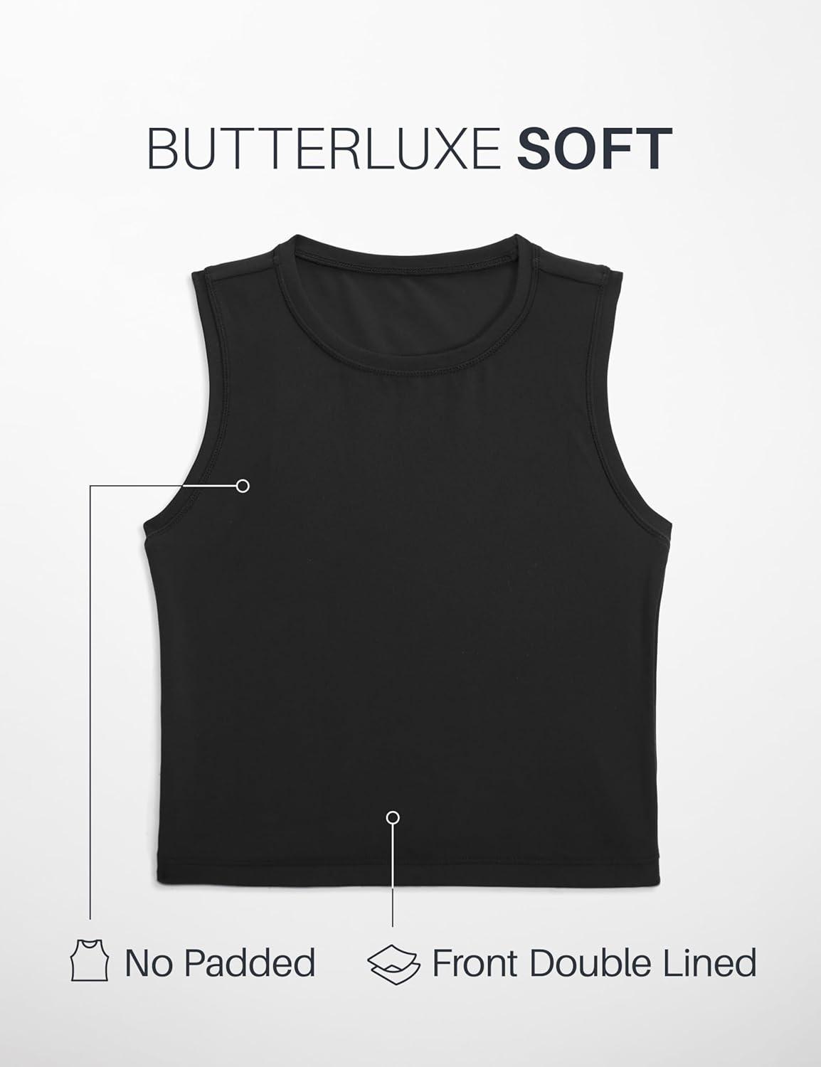 imageCRZ YOGA Butterluxe Soft Double Lined Tank Tops for Women Yoga Workout Casual Going Out High Neck Basic Sleeveless ShirtBlack