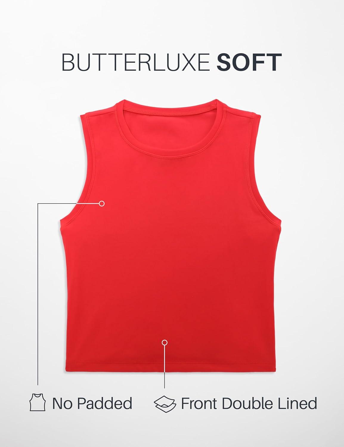 imageCRZ YOGA Butterluxe Soft Double Lined Tank Tops for Women Yoga Workout Casual Going Out High Neck Basic Sleeveless ShirtDeep Red
