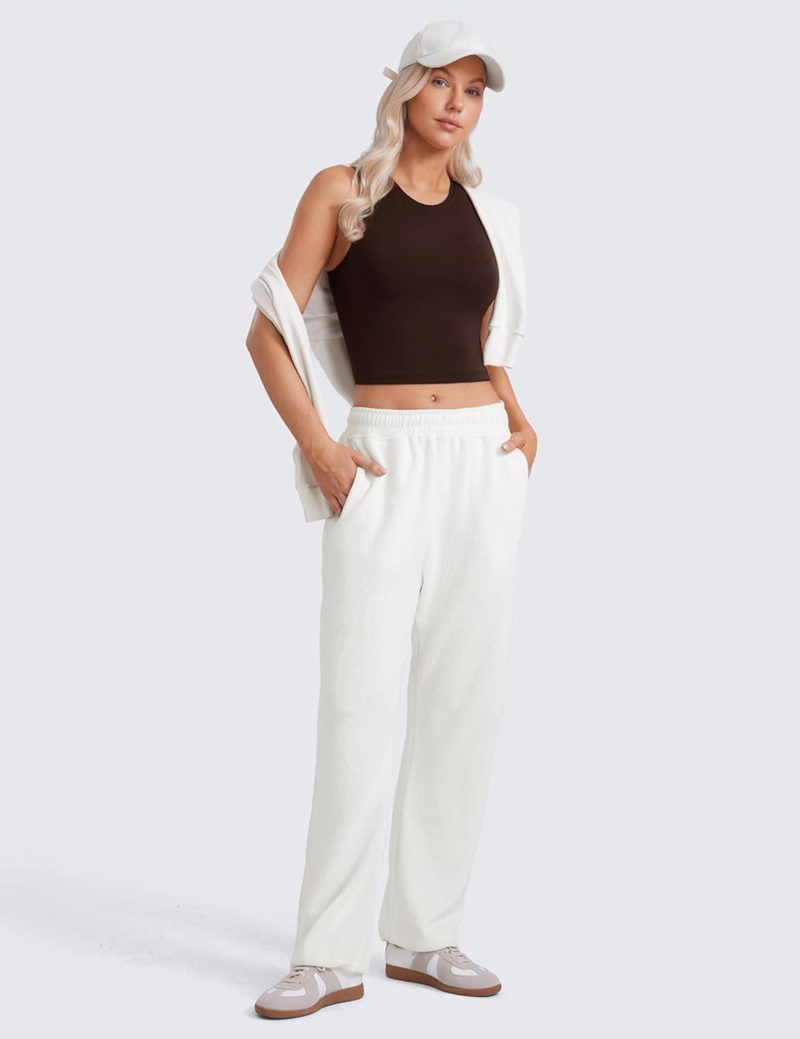 imageCRZ YOGA Butterluxe Soft Double Lined Tank Tops for Women Yoga Workout Casual Going Out High Neck Basic Sleeveless ShirtHot Fudge Brown