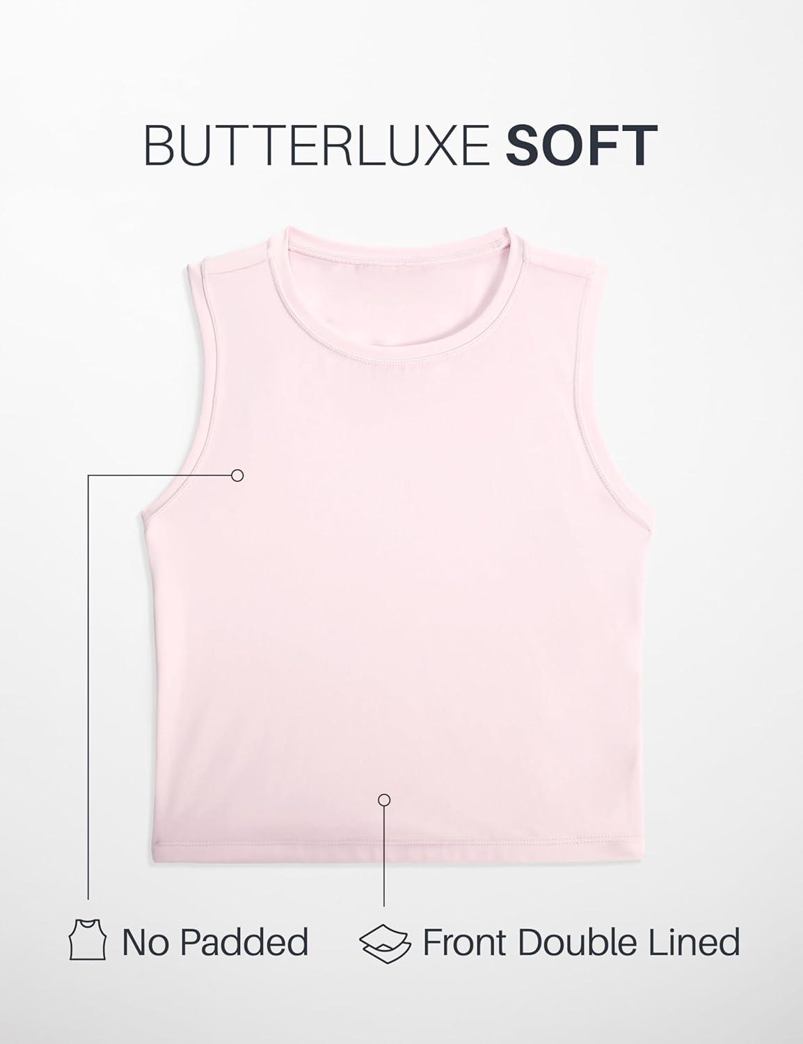 imageCRZ YOGA Butterluxe Soft Double Lined Tank Tops for Women Yoga Workout Casual Going Out High Neck Basic Sleeveless ShirtStrawberry Pink