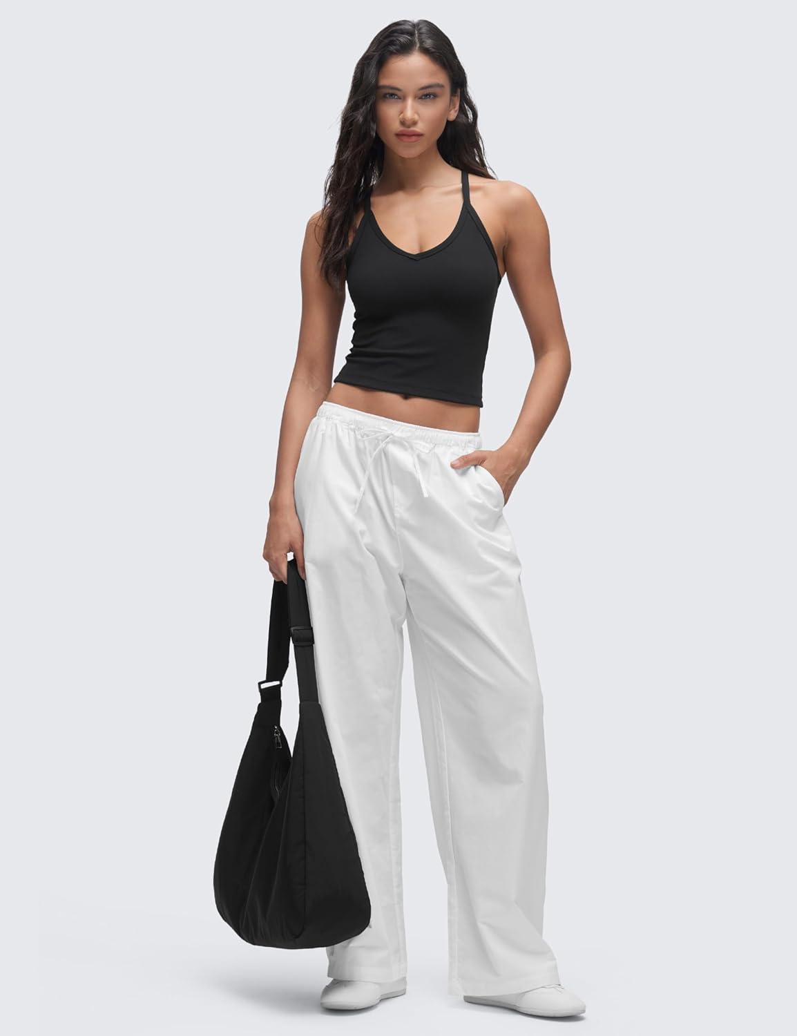 imageCRZ YOGA Butterluxe Soft Double Lined V Neck Tank Tops for Women Yoga Casual Camisole Racerback Tight Sleeveless ShirtBlack