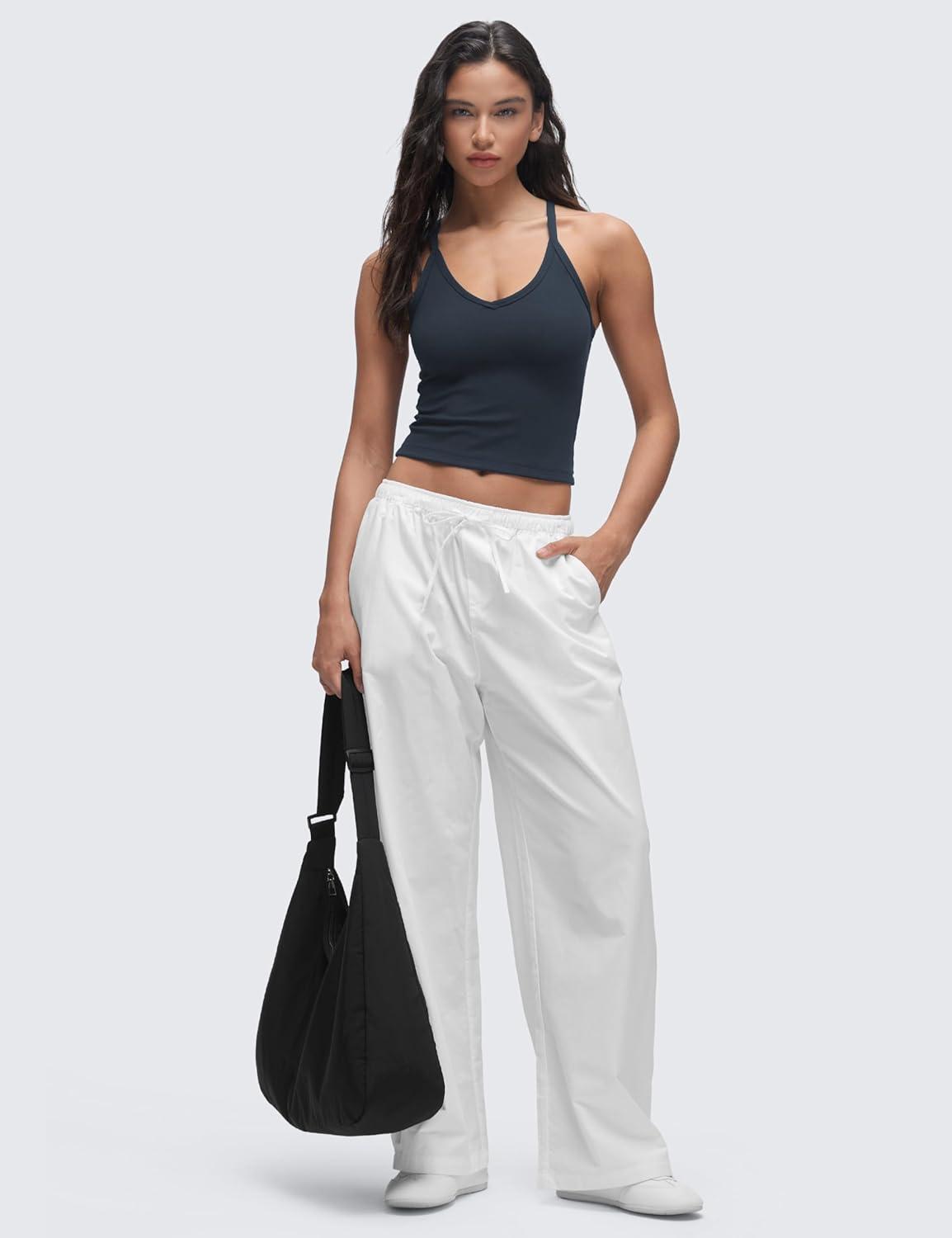 imageCRZ YOGA Butterluxe Soft Double Lined V Neck Tank Tops for Women Yoga Casual Camisole Racerback Tight Sleeveless ShirtTrue Navy