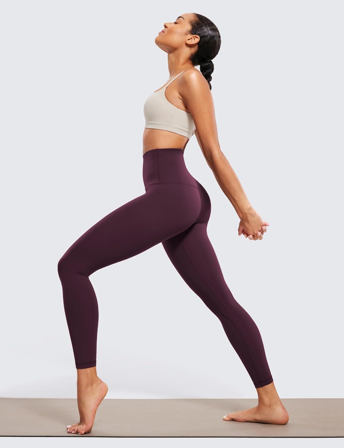 imageCRZ YOGA Butterluxe Super High Waist Leggings 25quot Buttery Soft Womens Yoga Pants Workout Over BellyDeep Purple