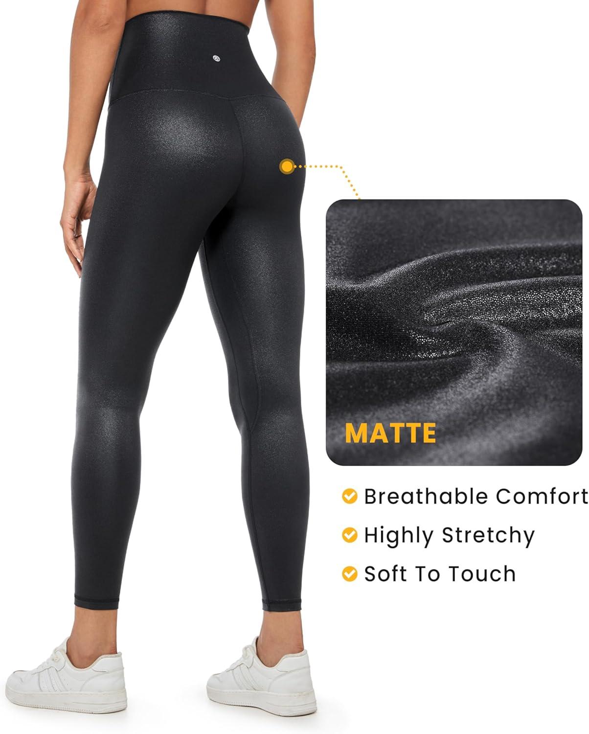 imageCRZ YOGA Butterluxe Super High Waist Leggings 25quot Buttery Soft Womens Yoga Pants Workout Over BellyFaux Leather Black