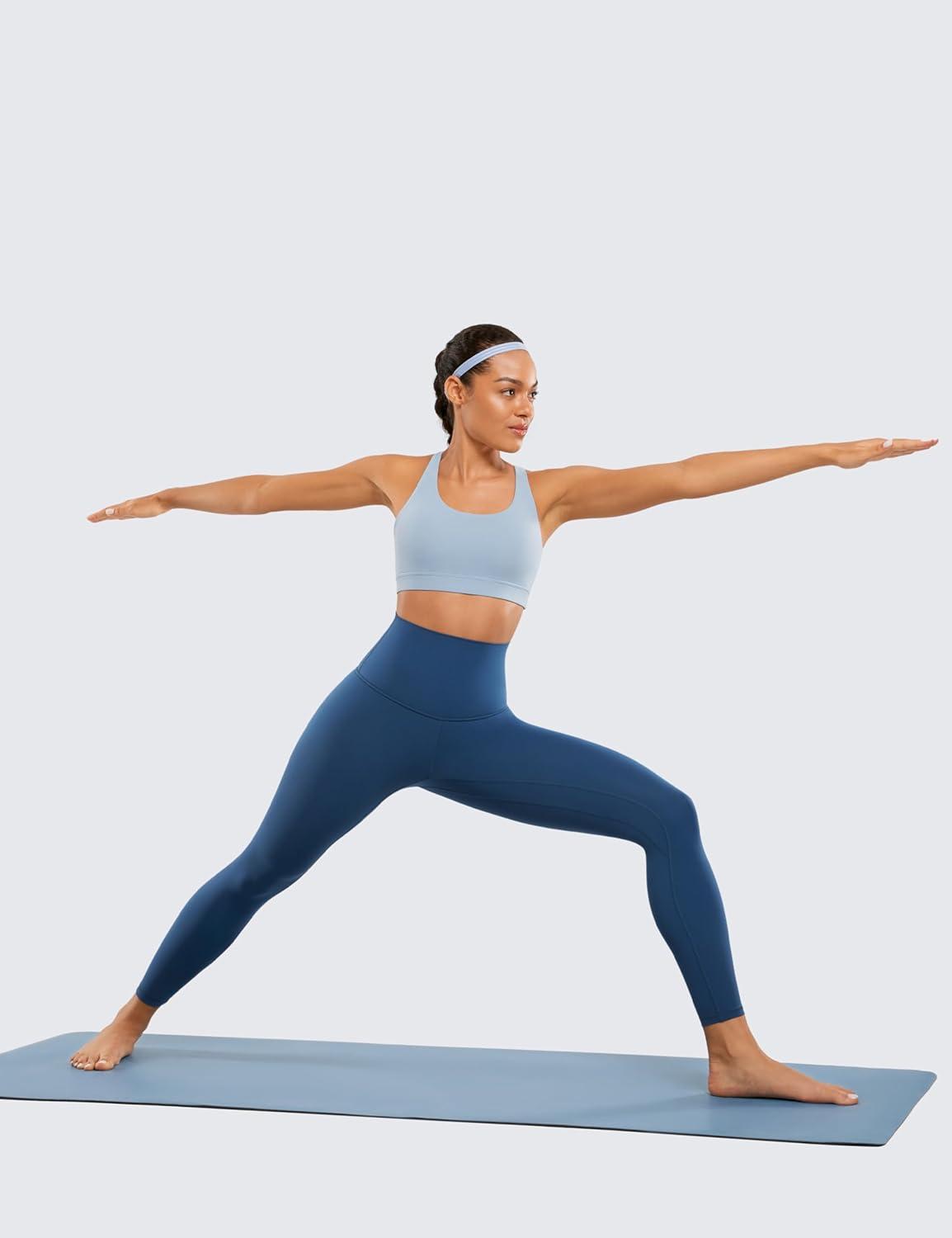 imageCRZ YOGA Butterluxe Super High Waist Leggings 25quot Buttery Soft Womens Yoga Pants Workout Over BellyFrench Navy