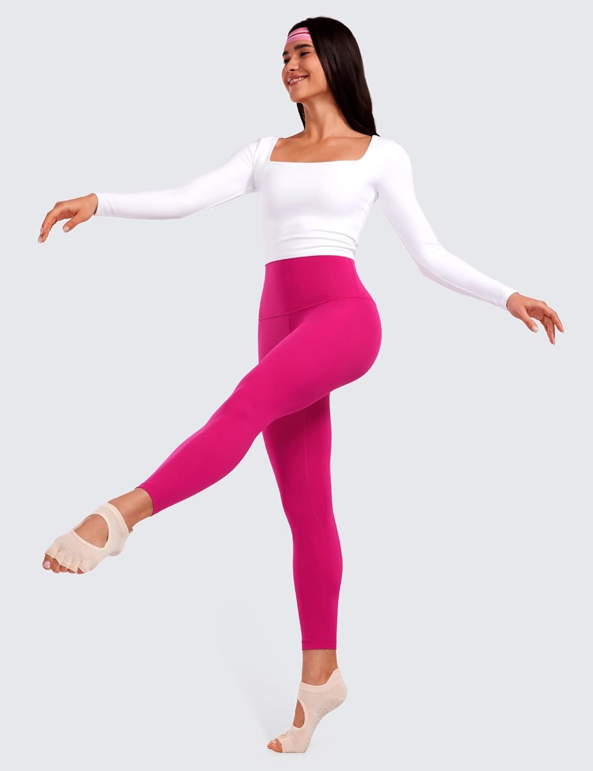 imageCRZ YOGA Butterluxe Super High Waist Leggings 25quot Buttery Soft Womens Yoga Pants Workout Over BellyGranita Pink